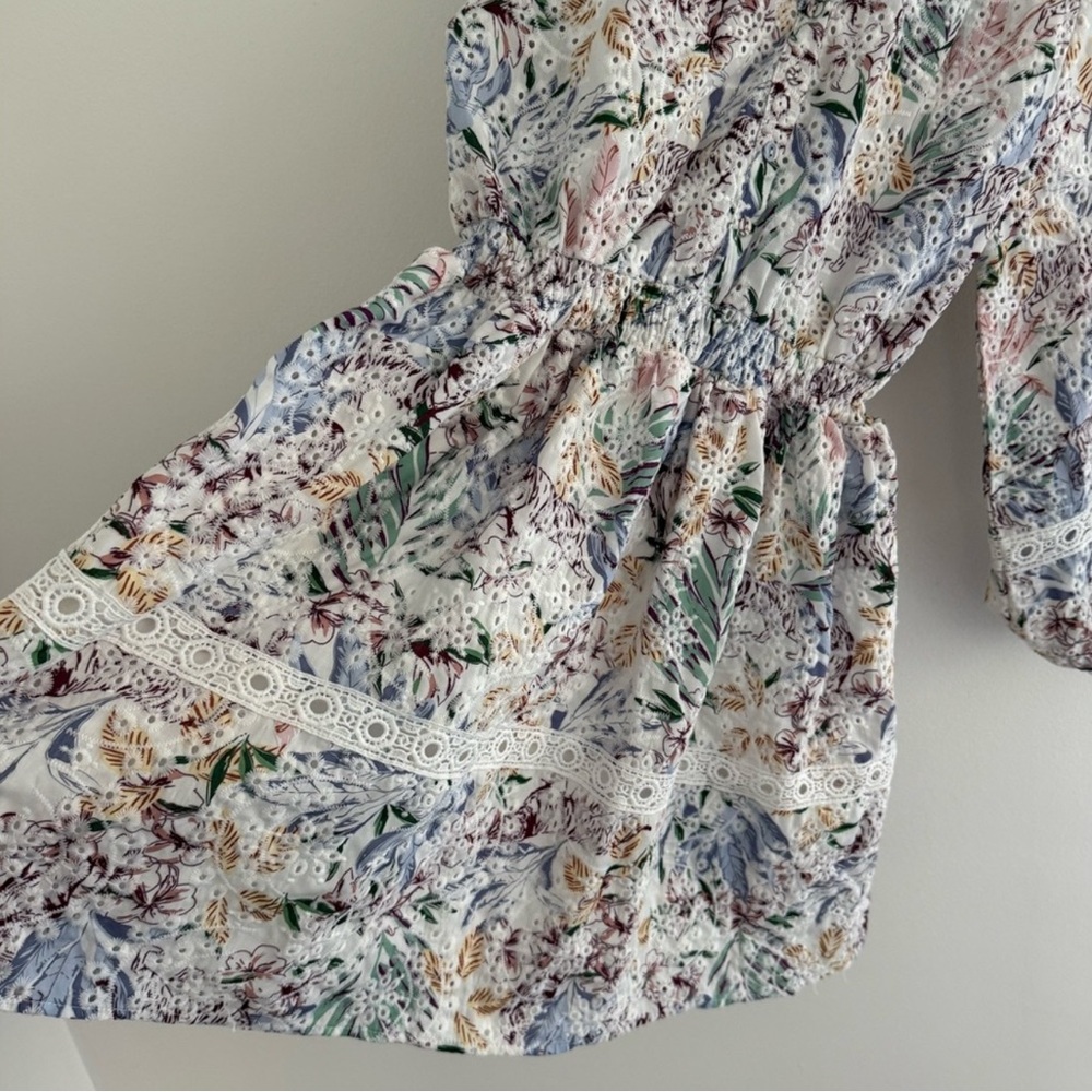 Avantlook Floral Eyelet Mini A-Line Dress Medium - Picture 4 of 6